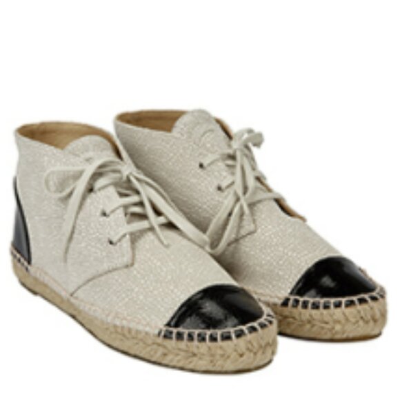 Crackled Calfskin High Top Espadrilles  w/ shoelaces, US 9 made in Spain, - Picture 3 of 16